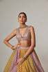 Mustard Multicolor Crop Top With Skirt
